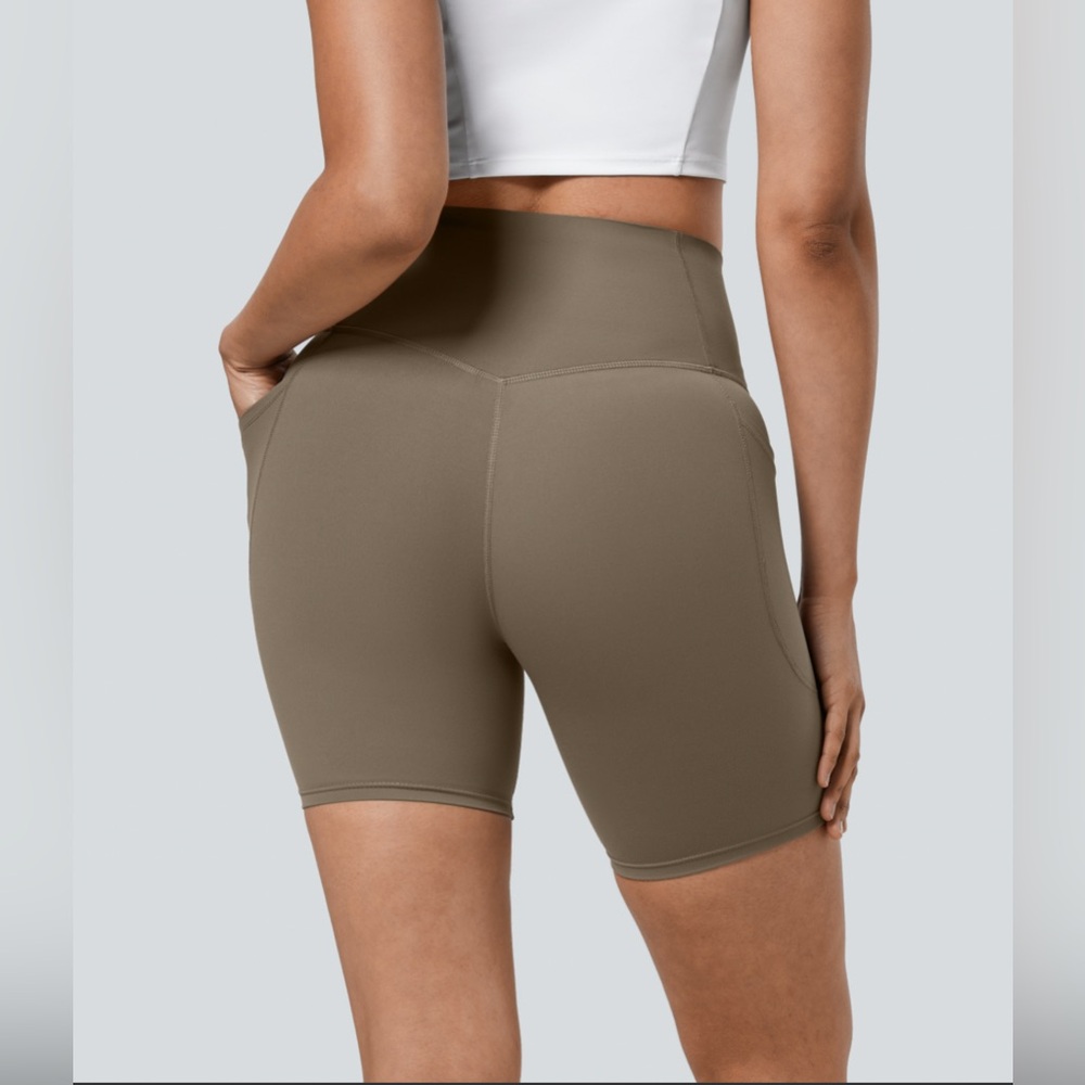 NWOT Halara tan biker shorts - Picture 4 of 11